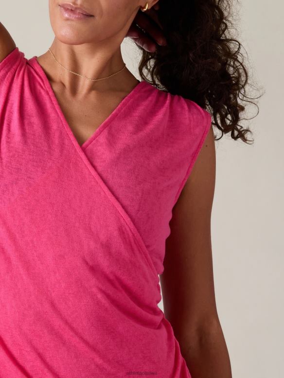 Athleta Breezy Wrap Tank Women Tulip Pink Clothing VHFL2237