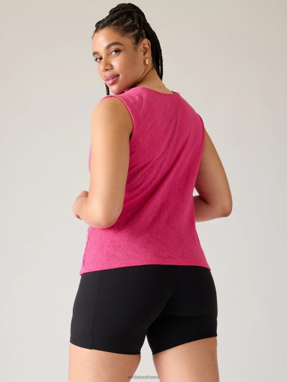 Athleta Breezy Wrap Tank Women Tulip Pink Clothing VHFL2237