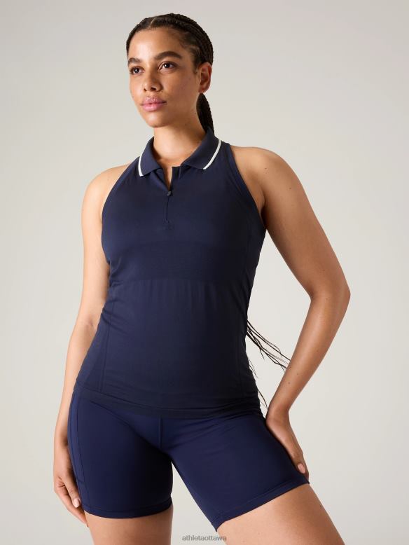 Athleta Momentum Seamless Polo Tank Women Navy Clothing VHFL2279