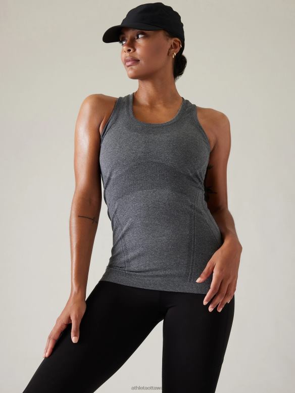 Athleta Momentum Seamless Tank Women Charcoal Grey Heather Clothing VHFL2196