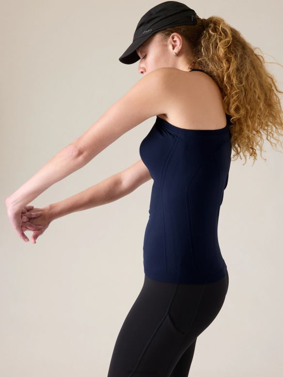 Athleta Momentum Seamless Tank Women Navy Clothing VHFL2476