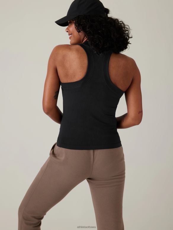 Athleta Renew Seamless Racerback Tank Women Black Clothing VHFL2462