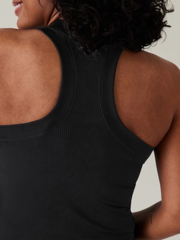 Athleta Renew Seamless Racerback Tank Women Black Clothing VHFL2462