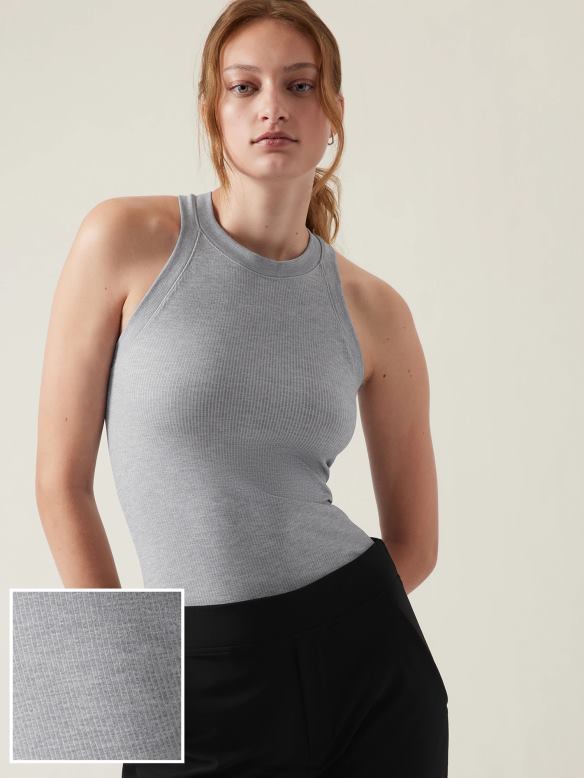 Athleta Renew Seamless Racerback Tank Women Grey Heather Clothing VHFL2313