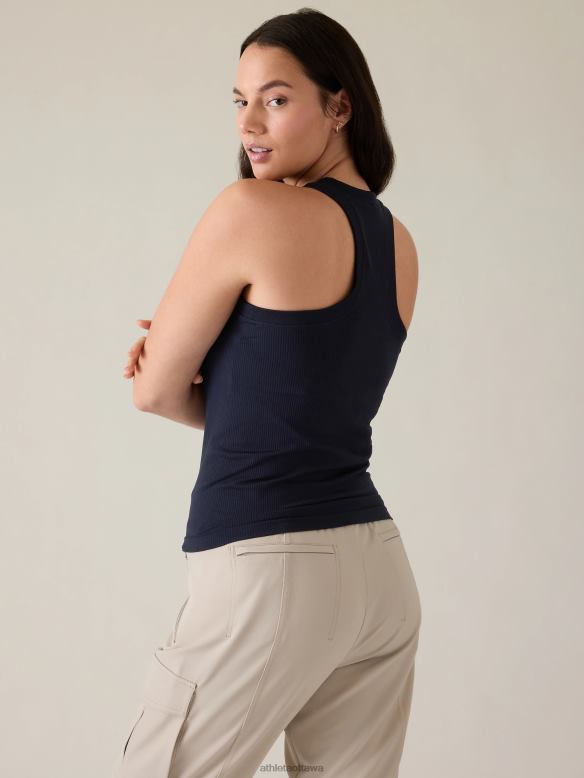 Athleta Renew Seamless Racerback Tank Women Navy Clothing VHFL2375