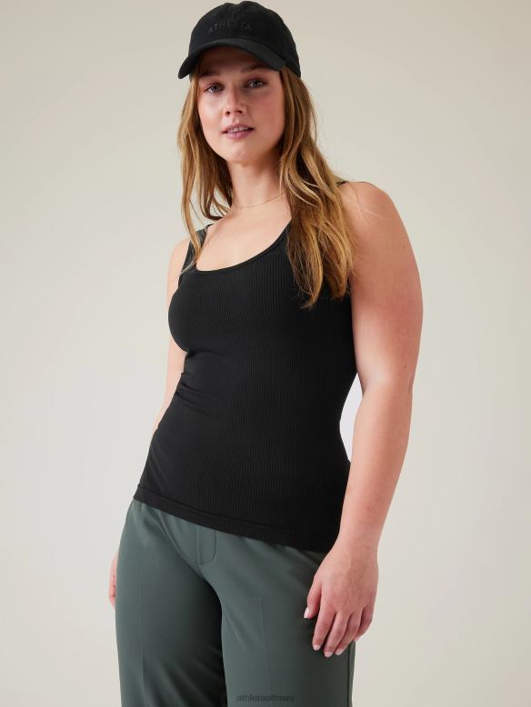 Athleta Renew Seamless Scoop Tank Women Black Clothing VHFL2217