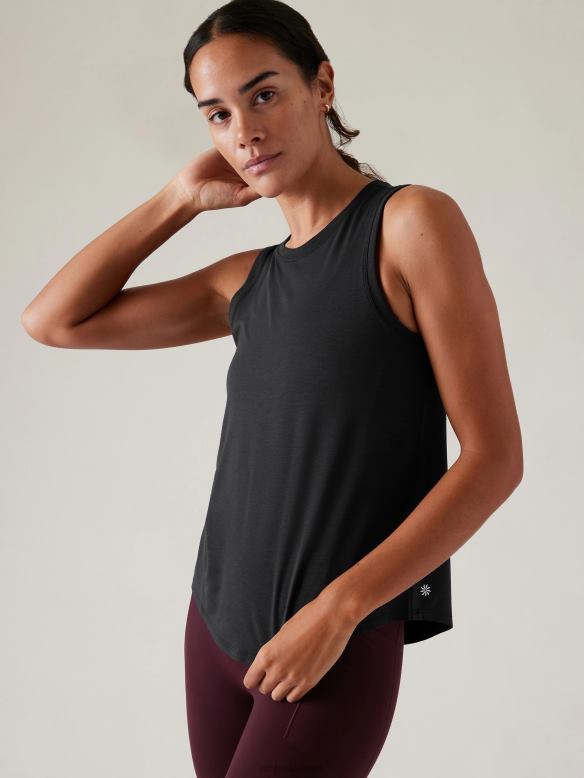 Athleta With Ease Open Back Tank Women Black Clothing VHFL2212