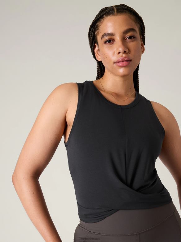 Athleta With Ease Twist Tank Women Black Clothing VHFL2225