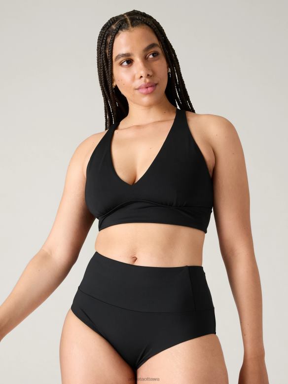 Athleta Plunge Bikini Top A-C Women Black Swimwearwear VHFL2823