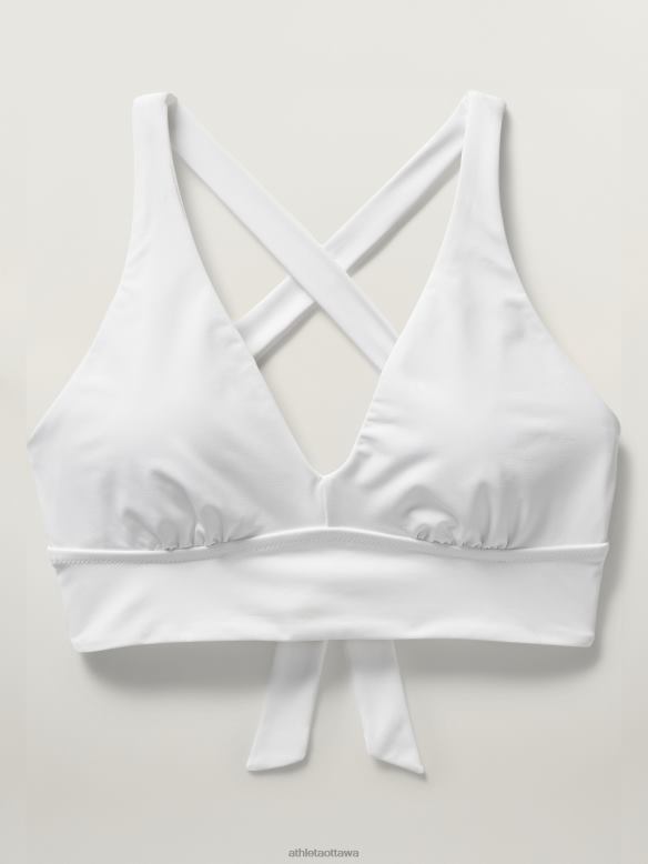 Athleta Plunge Bikini Top A-C Women White Swimwearwear VHFL2936