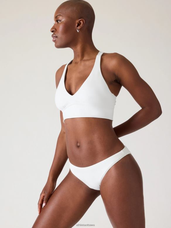 Athleta Plunge Bikini Top A-C Women White Swimwearwear VHFL2936