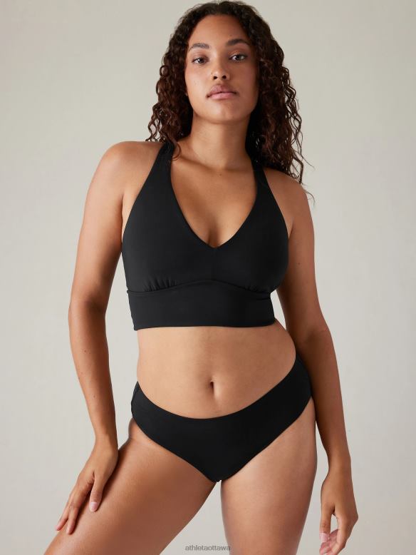 Athleta Plunge Bikini Top D-Dd Women Black Swimwearwear VHFL2942