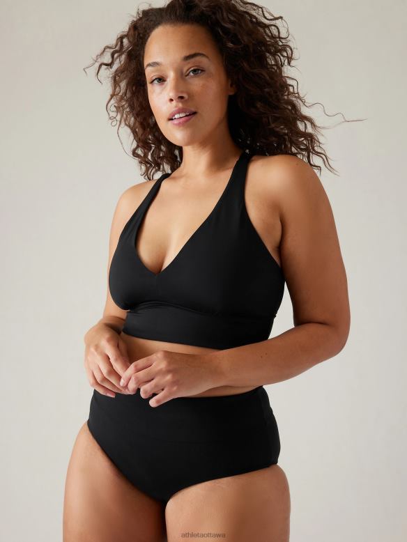 Athleta Plunge Bikini Top D-Dd Women Black Swimwearwear VHFL2942