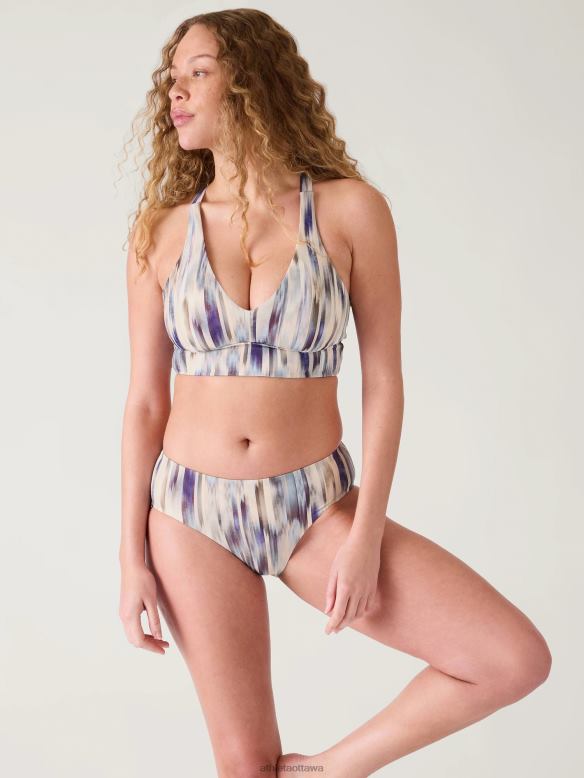 Athleta Plunge Bikini Top D-Dd Women Grey Abstract Swimwearwear VHFL2932