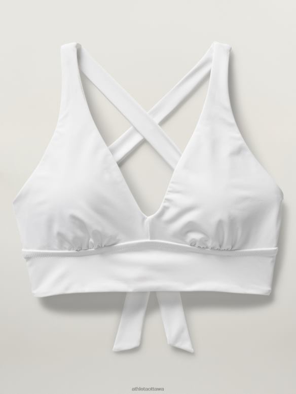 Athleta Plunge Bikini Top D-Dd Women White Swimwearwear VHFL2937