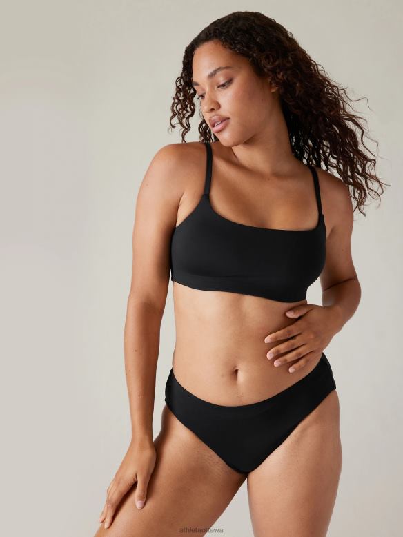 Athleta Scoop Bikini Top D-Dd Women Black Swimwearwear VHFL2946