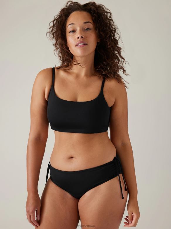 Athleta Scoop Bikini Top D-Dd Women Black Swimwearwear VHFL2946