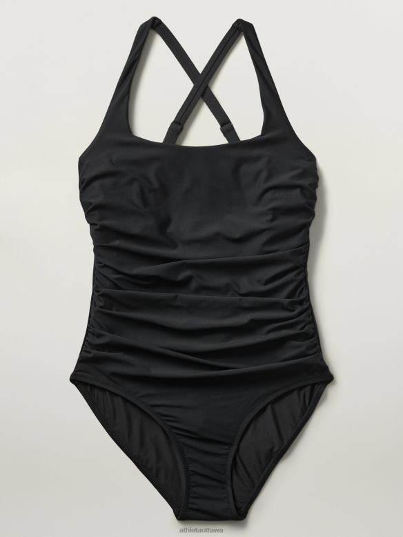 Athleta Square Neck One Piece Swimsuit Women Black Swimwearwear VHFL2872