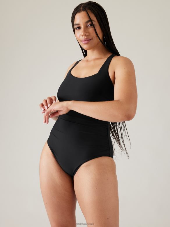 Athleta Square Neck One Piece Swimsuit Women Black Swimwearwear VHFL2872