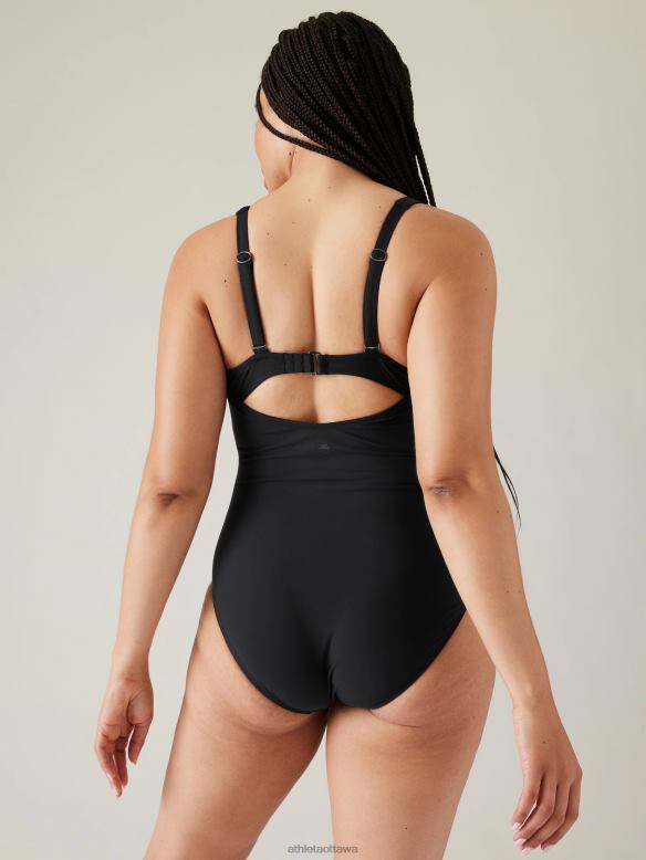 Athleta Square Neck One Piece Swimsuit Women Black Swimwearwear VHFL2872