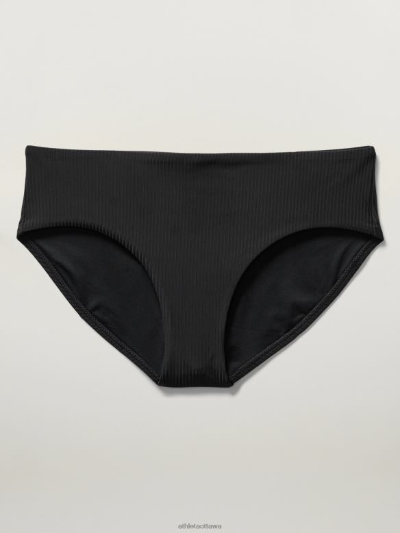 Athleta Clean Full Swim Bottom Women Black Rib Swimwearwear VHFL2882