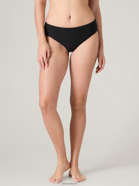 Athleta Clean Full Swim Bottom Women Black Rib Swimwearwear VHFL2882