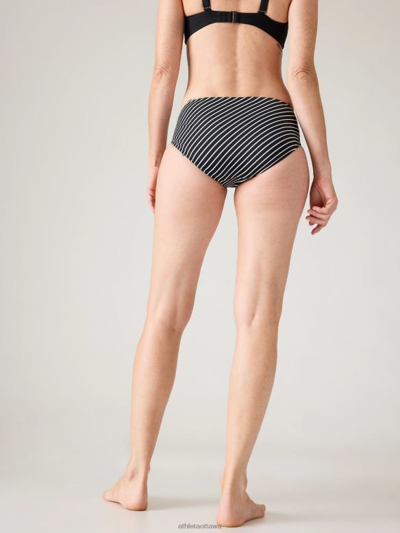 Athleta Clean Full Swim Bottom Women Black Stripe Swimwearwear VHFL2921