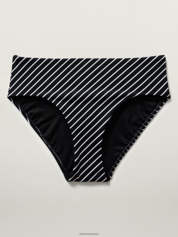 Athleta Clean Full Swim Bottom Women Black Stripe Swimwearwear VHFL2921