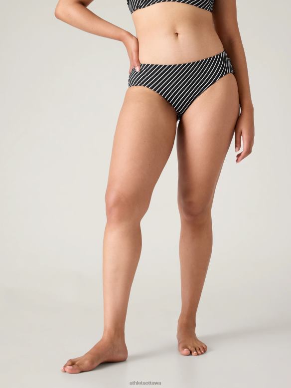 Athleta Clean Full Swim Bottom Women Black Stripe Swimwearwear VHFL2921