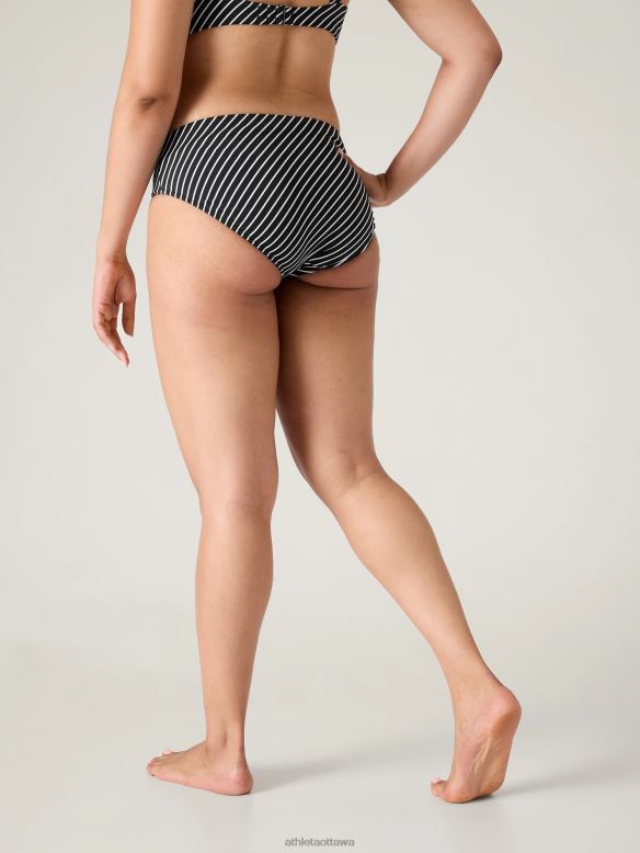 Athleta Clean Full Swim Bottom Women Black Stripe Swimwearwear VHFL2921