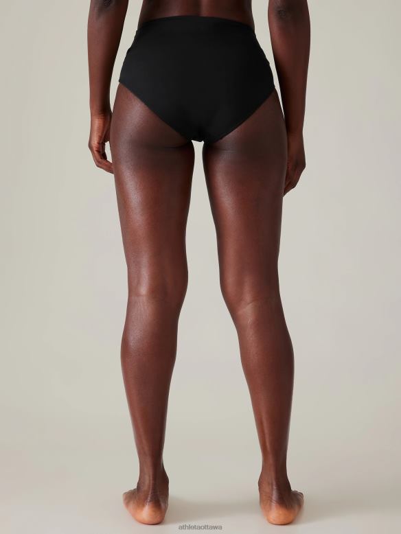 Athleta High Waist Crossover Bikini Bottom Women Black Swimwearwear VHFL2864