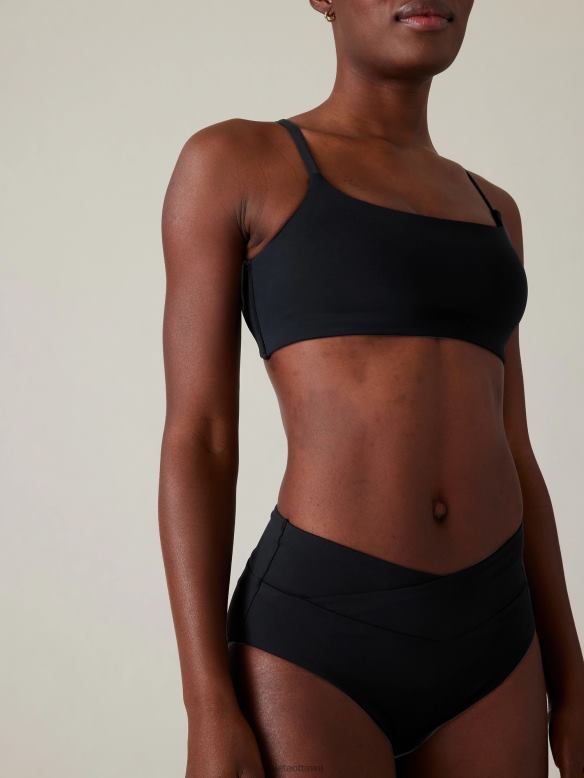 Athleta High Waist Crossover Bikini Bottom Women Black Swimwearwear VHFL2864