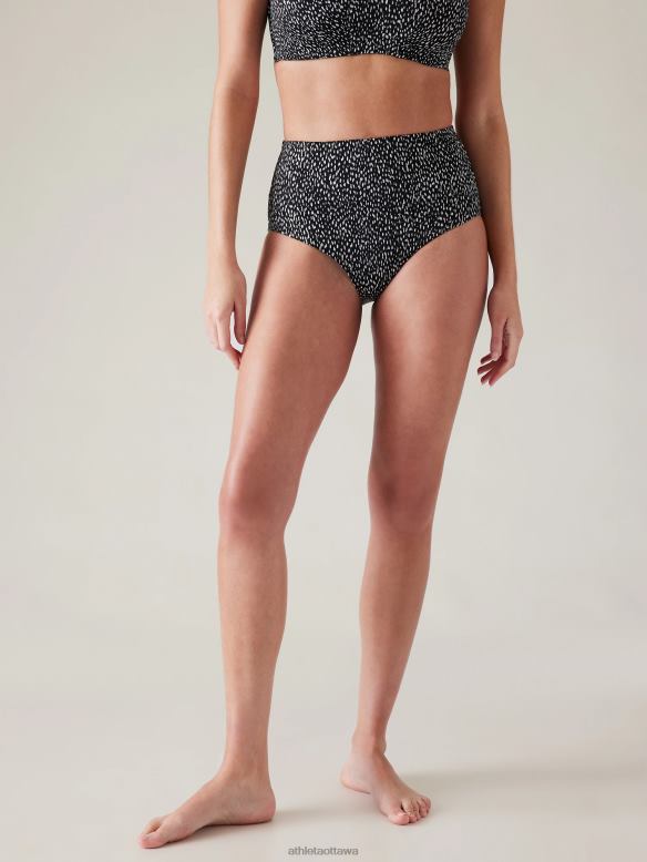 Athleta High Waist Swim Bottom Women Black Animal Print Swimwearwear VHFL2817