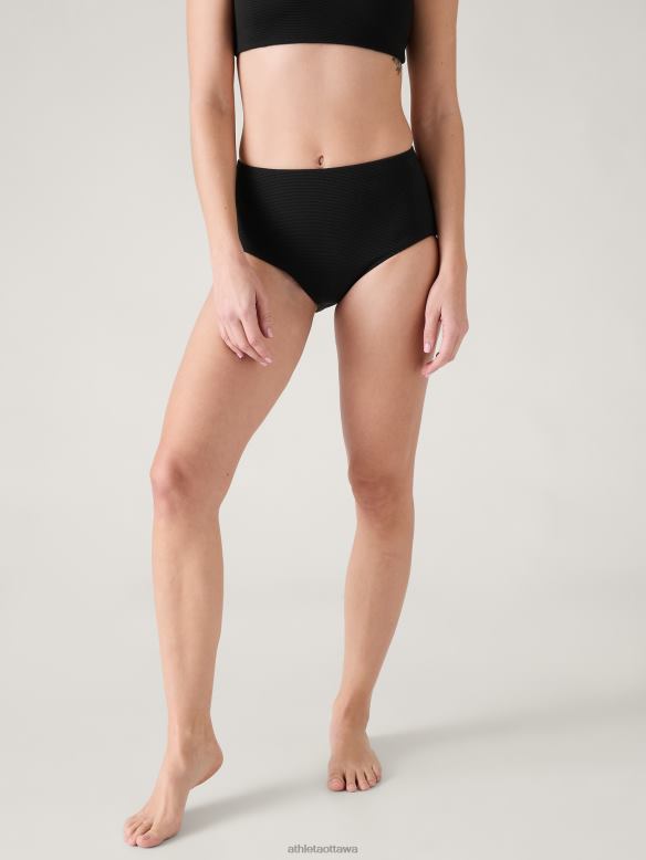 Athleta High Waist Swim Bottom Women Black Pique Swimwearwear VHFL2886