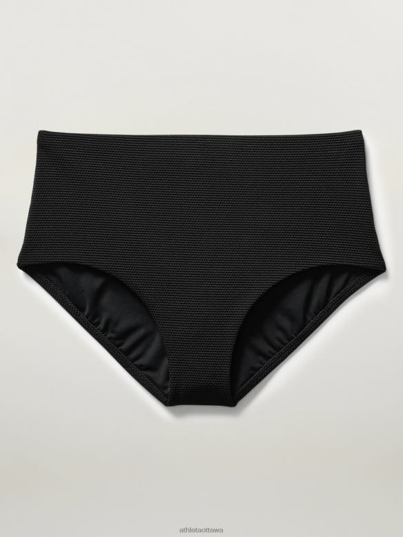 Athleta High Waist Swim Bottom Women Black Pique Swimwearwear VHFL2886