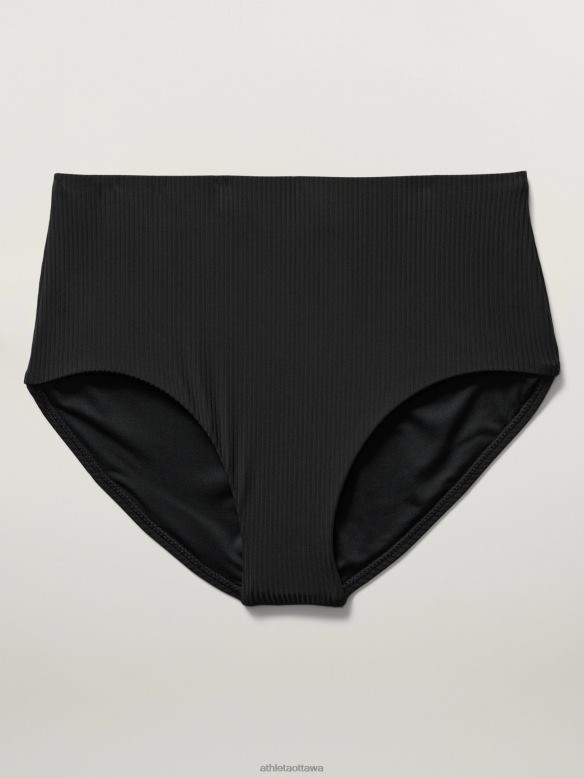 Athleta High Waist Swim Bottom Women Black Rib Swimwearwear VHFL2835