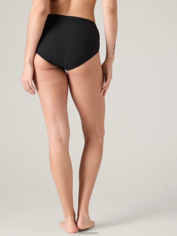 Athleta High Waist Swim Bottom Women Black Rib Swimwearwear VHFL2835