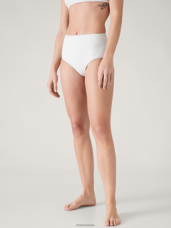 Athleta High Waist Swim Bottom Women Bright White Pique Swimwearwear VHFL2791