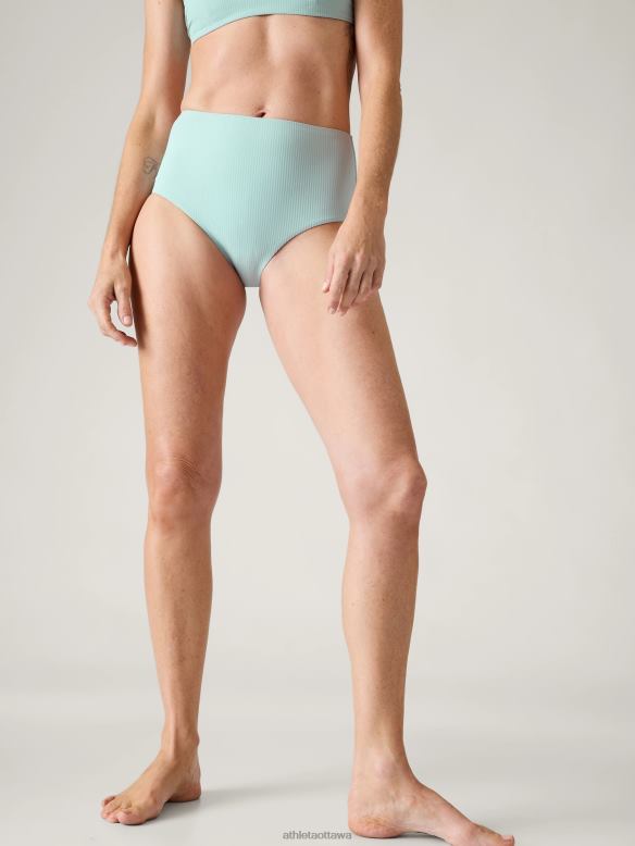 Athleta High Waist Swim Bottom Women Dawn Blue Rib Swimwearwear VHFL2854