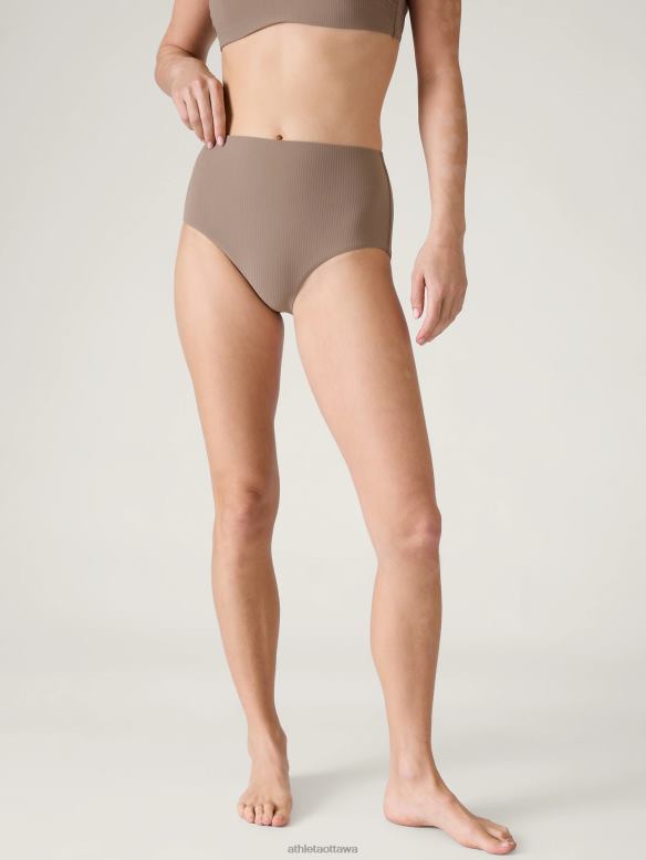 Athleta High Waist Swim Bottom Women Pyrite Rib Swimwearwear VHFL2905