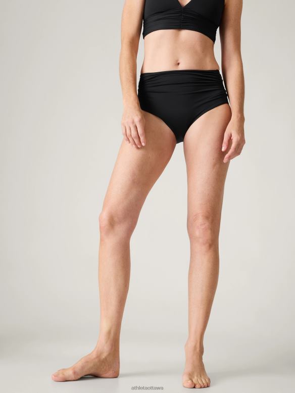 Athleta Horizon High Waist Swim Bottom Women Black Swimwearwear VHFL2899