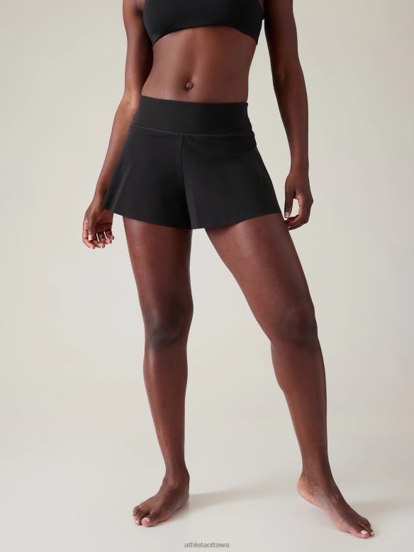 Athleta Makani Swim Short Women Black Swimwearwear VHFL2941