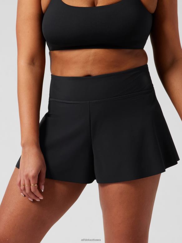 Athleta Makani Swim Short Women Black Swimwearwear VHFL2941