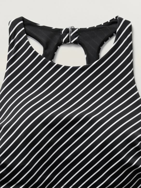 Athleta Maldives Bra Cup Tankini Women Black Stripe Swimwearwear VHFL2798