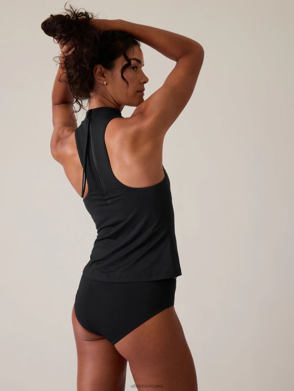 Athleta Maldives Sport Zip Tankini Women Black Swimwearwear VHFL2939