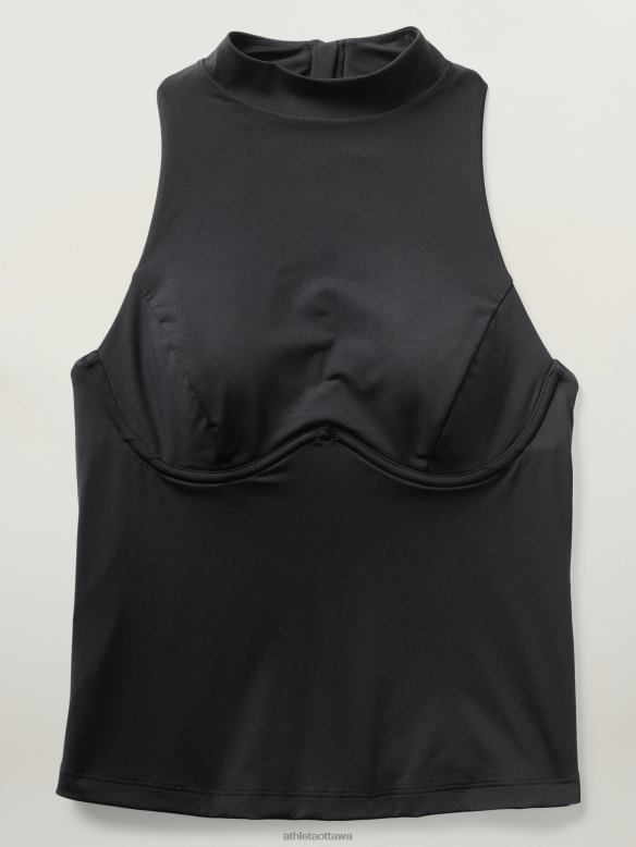 Athleta Maldives Sport Zip Tankini Women Black Swimwearwear VHFL2939