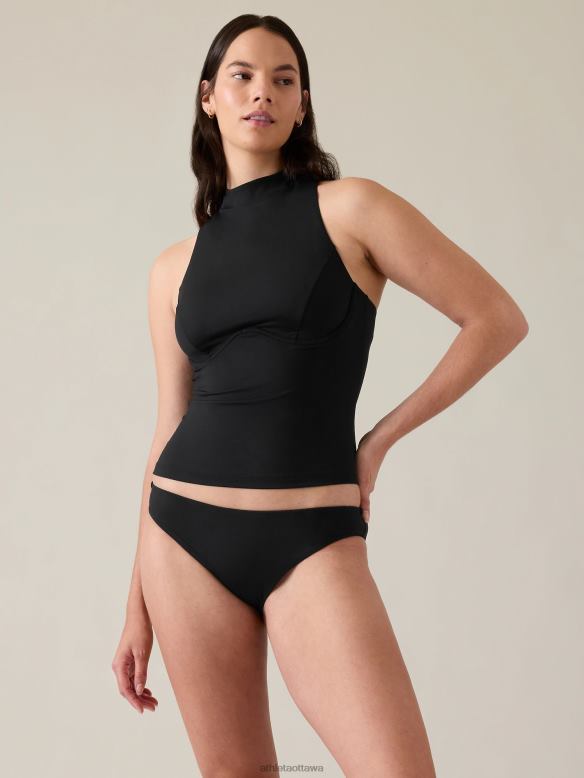 Athleta Maldives Sport Zip Tankini Women Black Swimwearwear VHFL2939