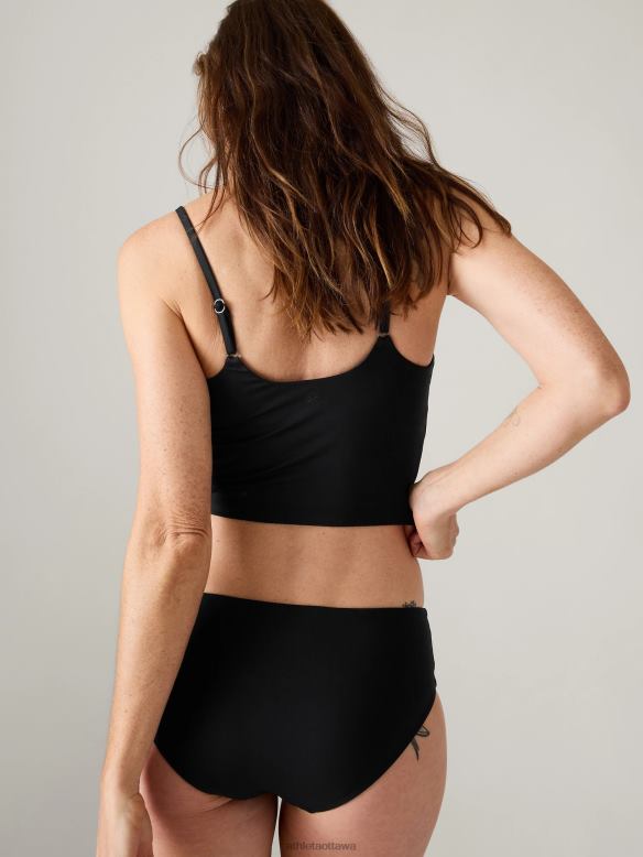 Athleta Scoop Crop Tankini A-C Women Black Swimwearwear VHFL2938