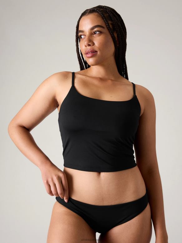 Athleta Scoop Crop Tankini A-C Women Black Swimwearwear VHFL2938