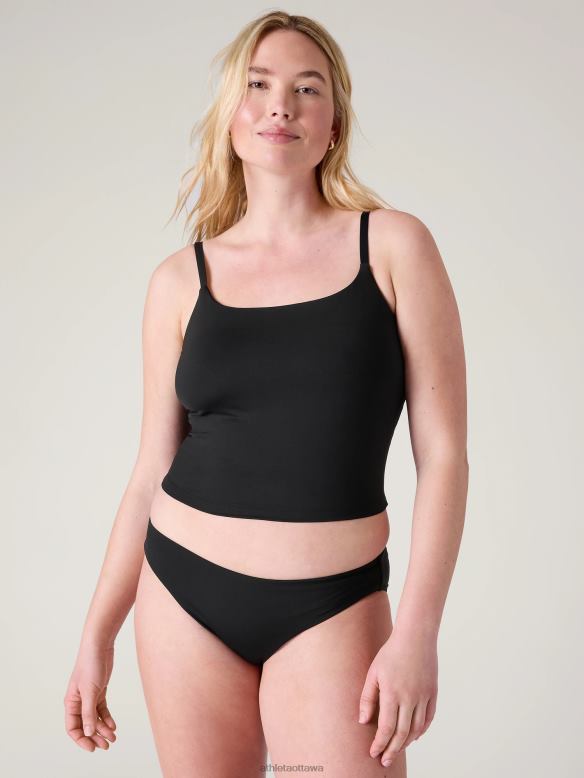 Athleta Scoop Crop Tankini D-DD Women Black Swimwearwear VHFL2916